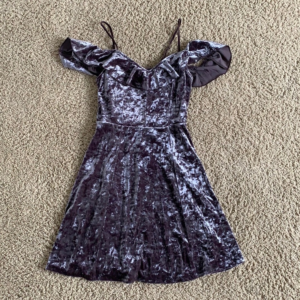 American Eagle Cold Shoulder Crushed Velvet Dress